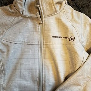 Free country light grey jacket with faux fur inner